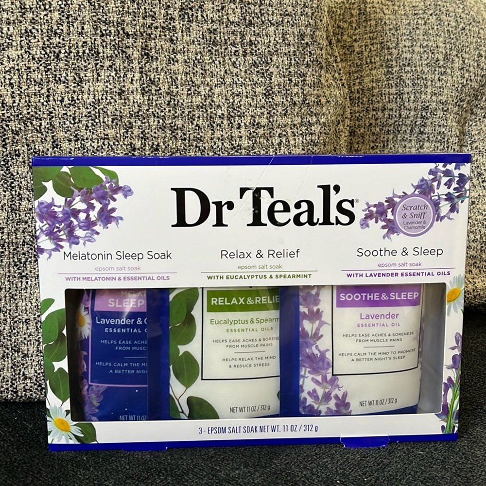 DR TEALS Epsom Salt Trio - Lavender/Chamomile, Eucalyptus/Spearmint, Lavender